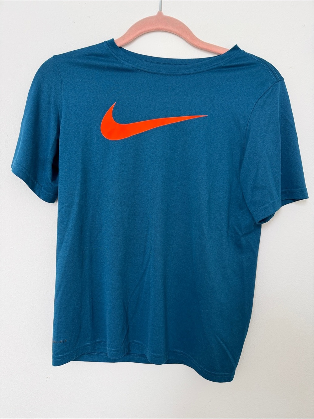 Nike Teal Blue Tee with Bright Orange Swoosh